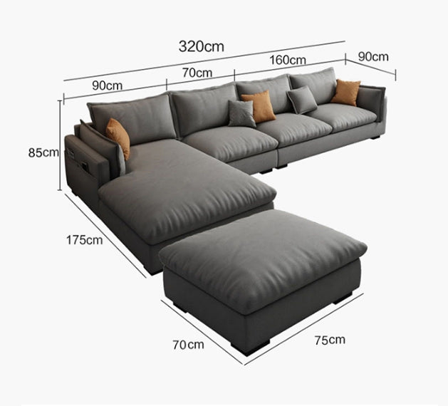 G918 Amos Three Seater Sofa Corner, Leathaire-Weilai Concept-Weilai Concept