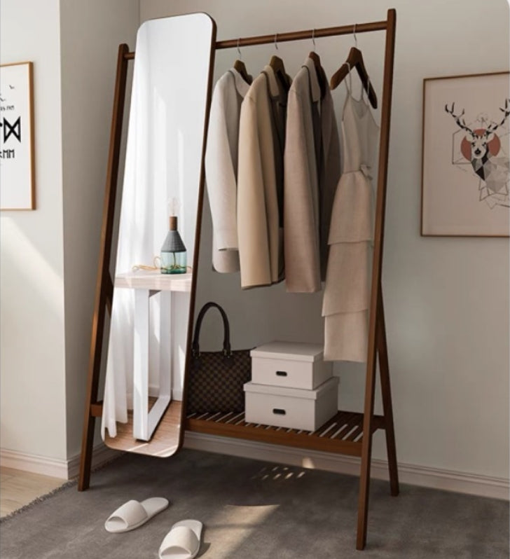 IR39 Coat Rack with Mirror-Weilai Concept-Walnut-Weilai Concept