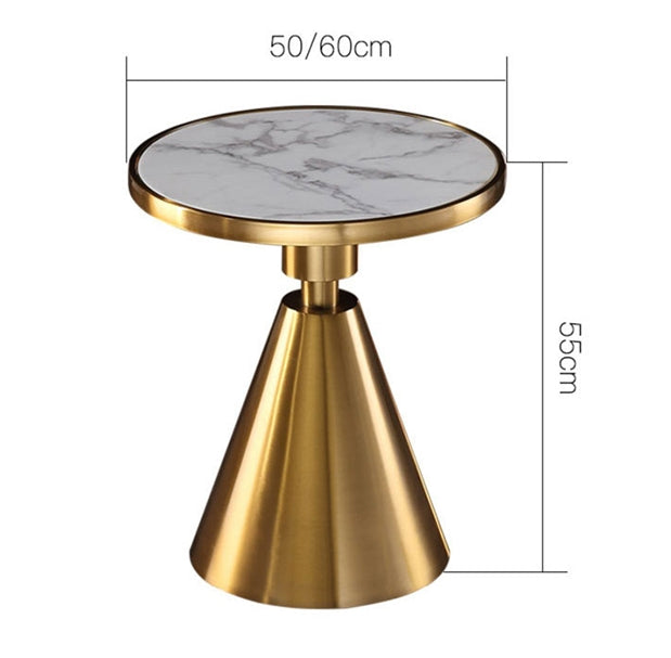 Modern Side Table with Marble Top and Metal Base-Weilai Concept-Weilai Concept