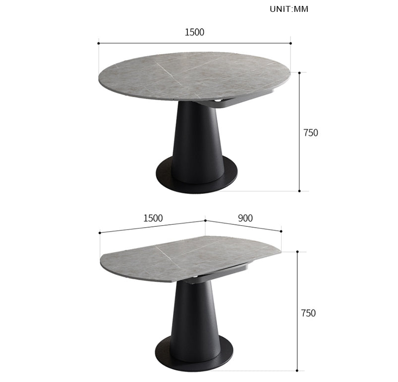 Lessie Extendable Dining Table, Sintered Stone-Weilai Concept-Weilai Concept
