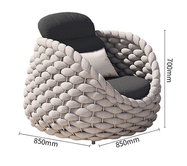 Marbella Textilene Rope Woven Outdoor Sofa Set, Grey-Weilai Concept-Weilai Concept