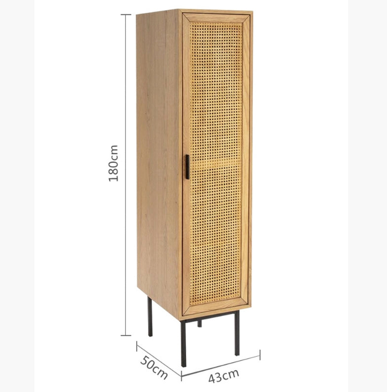 Uno G4 Single Rattan Wardrobe, Oak-Weilai Concept-Weilai Concept