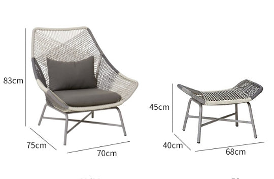 Carmean Rattan Chair and Footstool, Outdoor-Weilai Concept-Weilai Concept