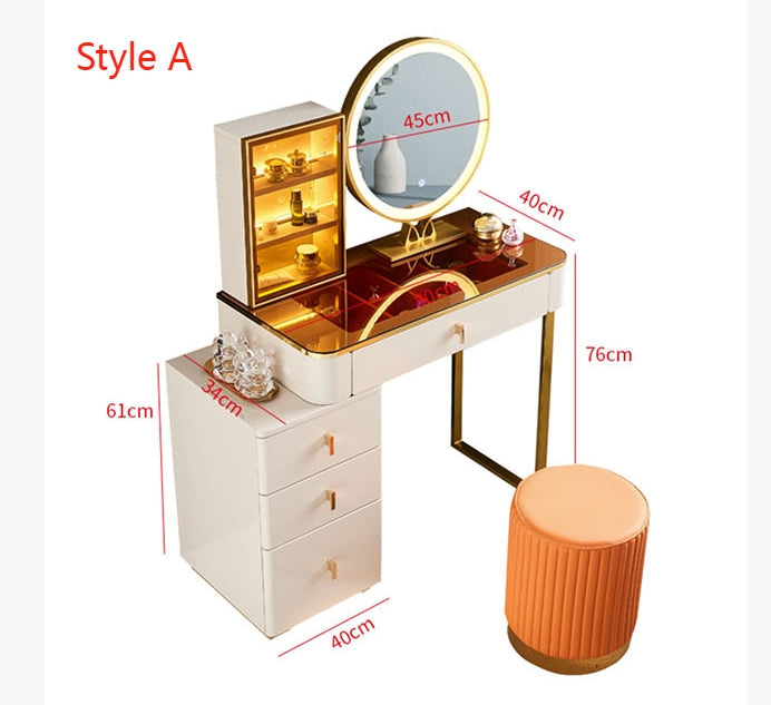 Isai Extendable Dressing Table With LED Mirror-Weilai Concept-Weilai Concept