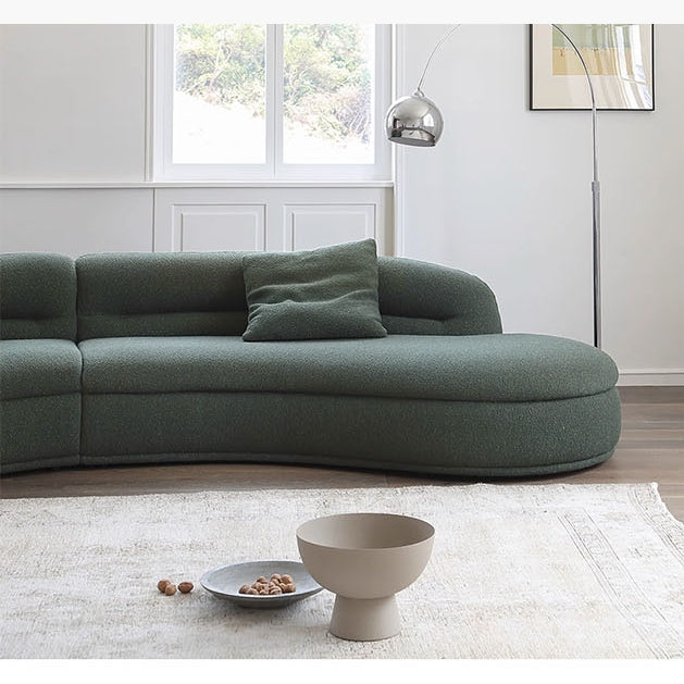 Yannik Four Seater Curved Sofa, Green-Weilai Concept-Weilai Concept