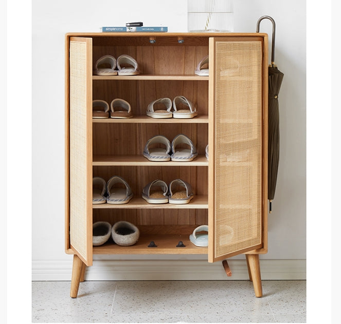 Hans Rattan Shoe Storage Cabinet, Oak-Weilai Concept-Weilai Concept