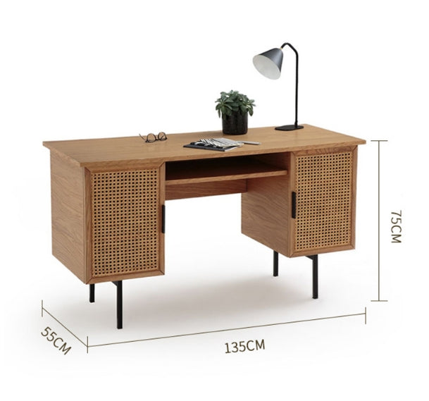 Lindy Rattan Office Desk, Oak-Weilai Concept-Weilai Concept
