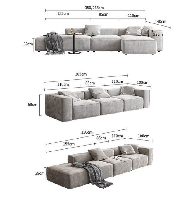 Yetta Three Seater, Four Seater Sofa, Corner Sofa, Grey Velvet-Weilai Concept-Weilai Concept