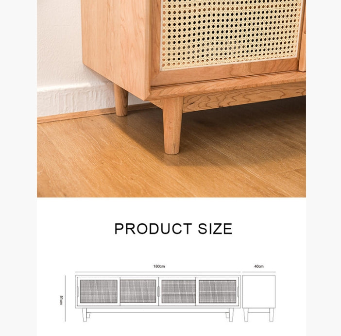 Randal Cane TV Stand, Natural Rattan & Wood-Weilai Concept-Weilai Concept