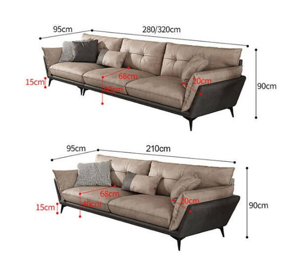 Ozzie Two Seater, Three Seater, Four Seater Sofa, Leathaire-Weilai Concept-Weilai Concept