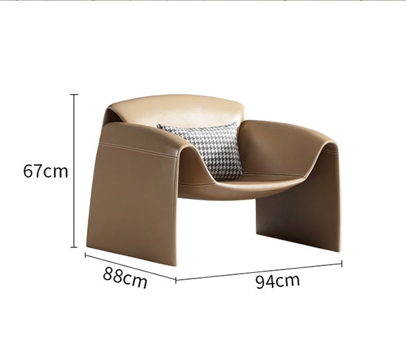 U Shape Armchair, Leather-Weilai Concept-Weilai Concept