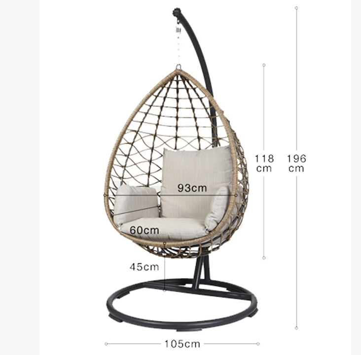 Kye Rattan Garden Hanging Egg Chair with Stand, Indoor/ Outdoor Furniture-Weilai-Weilai Concept