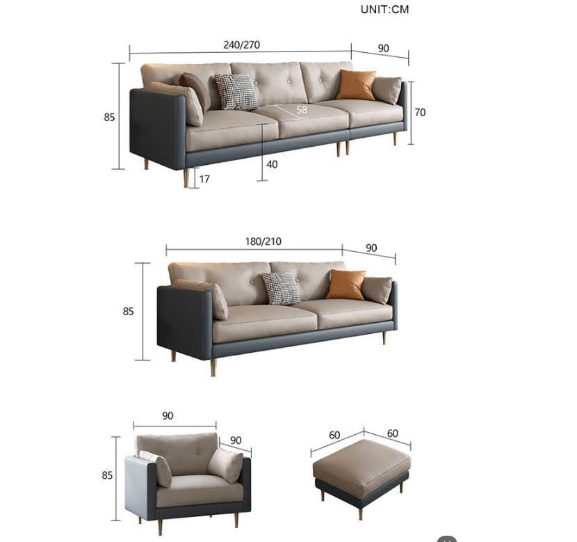 Noel L311 Three Seater Sofa, Armchair Leathaire-Weilai Concept-Weilai Concept