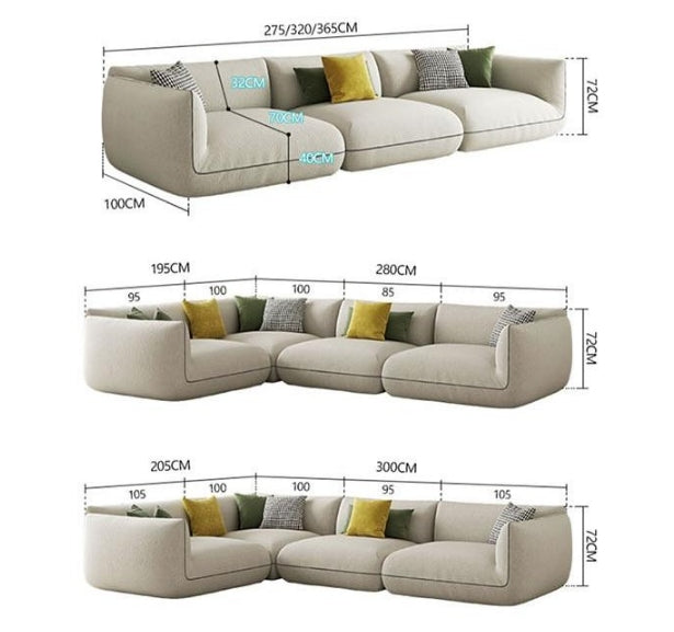 TOFU Agnes Three Seater Sofa, Modular Sofa, Suede-Weilai Concept-Weilai Concept