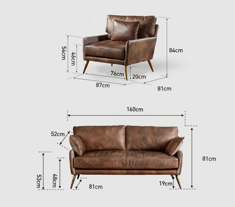 Luna Three Seaters Sofa, Three Seater Corner Sofa, Real Leather-Weilai Concept-Weilai Concept