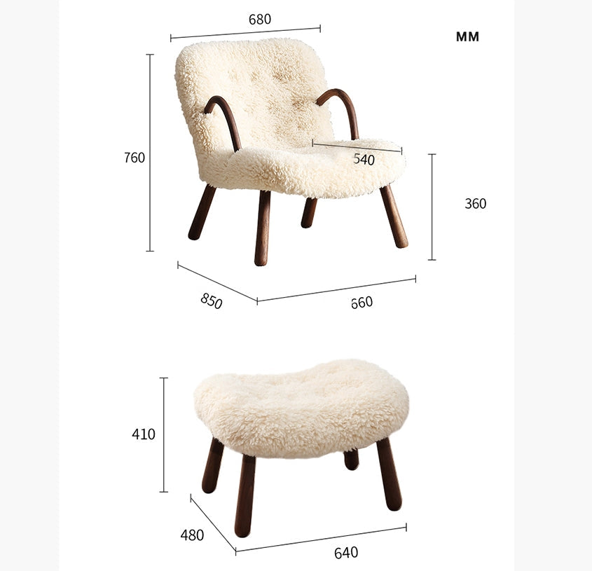 Philip Arc Sheepskin Armchair And Ottoman-Weilai Concept-Weilai Concept