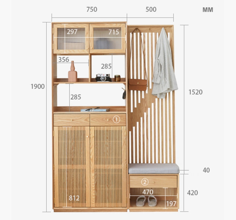 Nidda Oak Shoe Storage With Bench-Weilai Concept-Weilai Concept