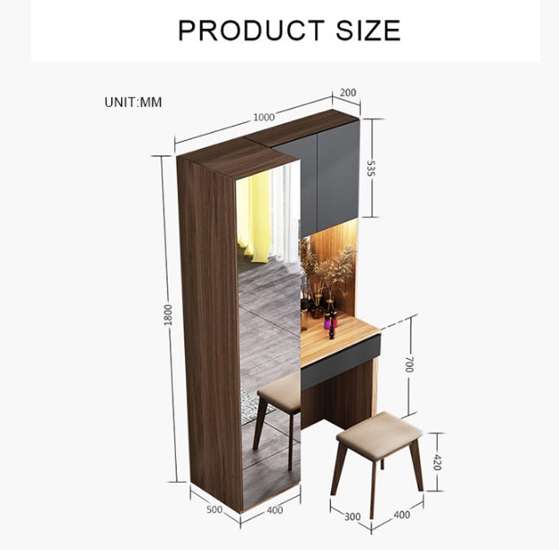 Aviral Dressing Table With Wardrobe-Weilai Concept-Weilai Concept