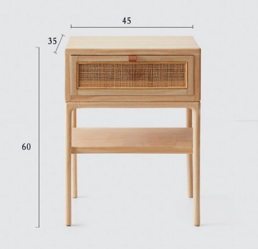 Cement Bedside Table, Light Oak-Weilai Concept-Weilai Concept