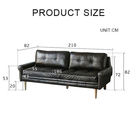 Hemenway Two Seater Sofa, Full Grain Leather-Weilai Concept-Weilai Concept