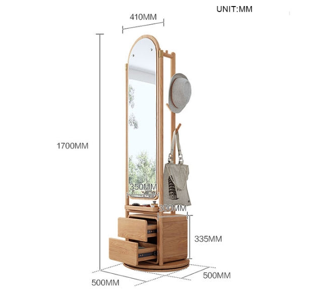 Rotatable Coat Rack, Wardrobe, Storage Rattan Oak-Weilai concept-Weilai Concept