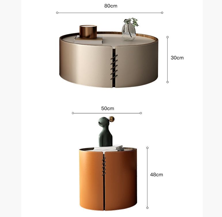 Rossi Nesting Coffee Table, Light Grey & Orange-Weilai Concept-Weilai Concept