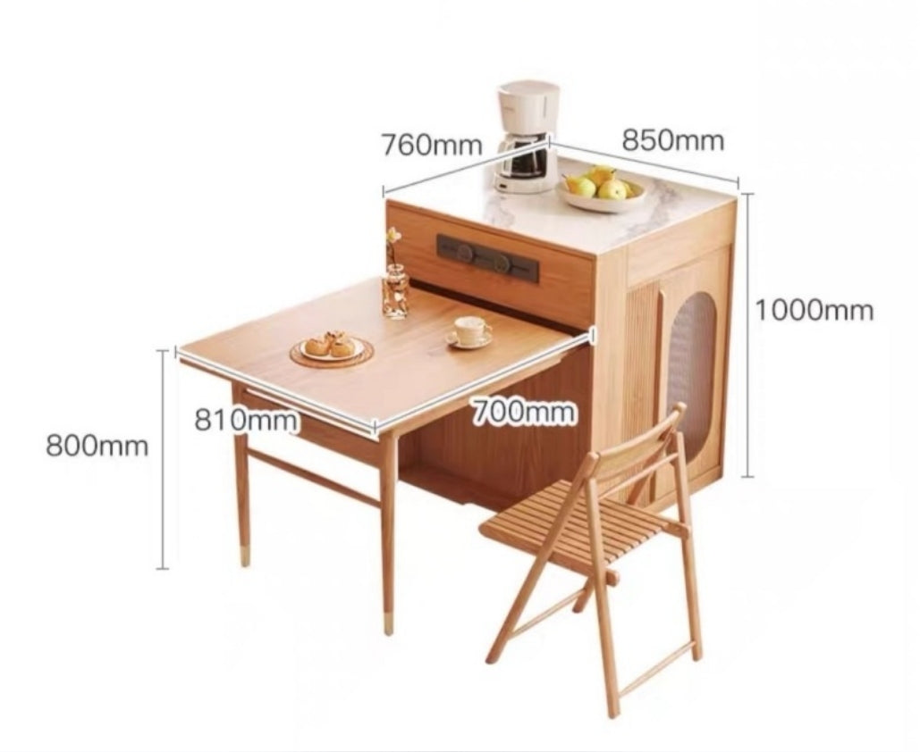 Kacey Extendable Dining Table Set, Storage, Solid Wood-Weilai Concept-Weilai Concept