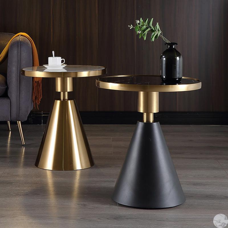Modern Side Table with Marble Top and Metal Base-Weilai Concept-Weilai Concept