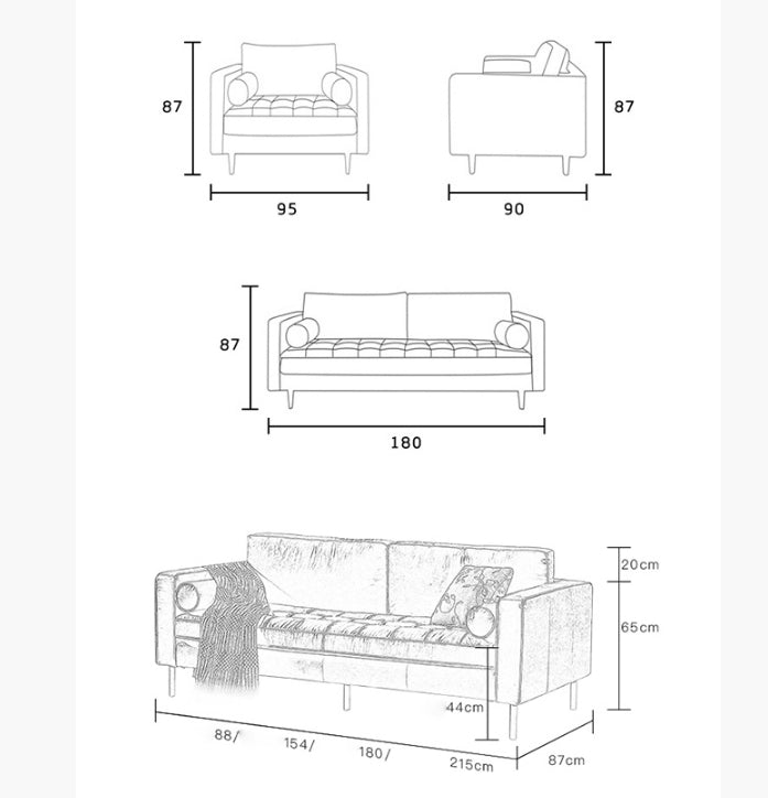Minimalism Two Seater, Three Seater Sofa, Corner Sofa, Real Leather-Weilai Concept-Weilai Concept
