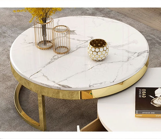 Regalia Coffee Table Set, White & Gold-Weilai Concept-Weilai Concept