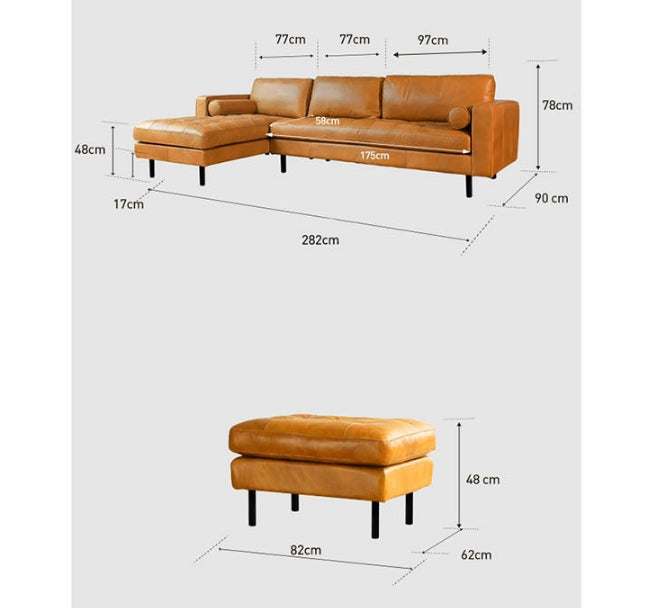 Porto Two Seater Sofa, Real Leather-Two Seater Sofa-Weilai Concept-Weilai Concept