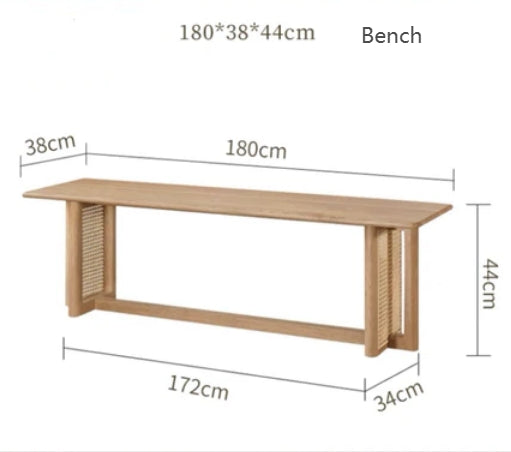 Gavril Rattan Dining Table, Oak, Rectangle-Weilai Concept-Weilai Concept