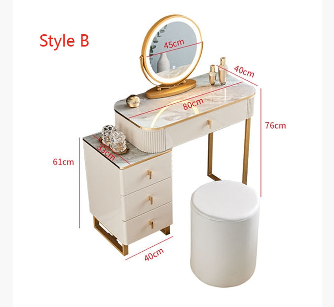 Isai Extendable Dressing Table With LED Mirror-Weilai Concept-Weilai Concept