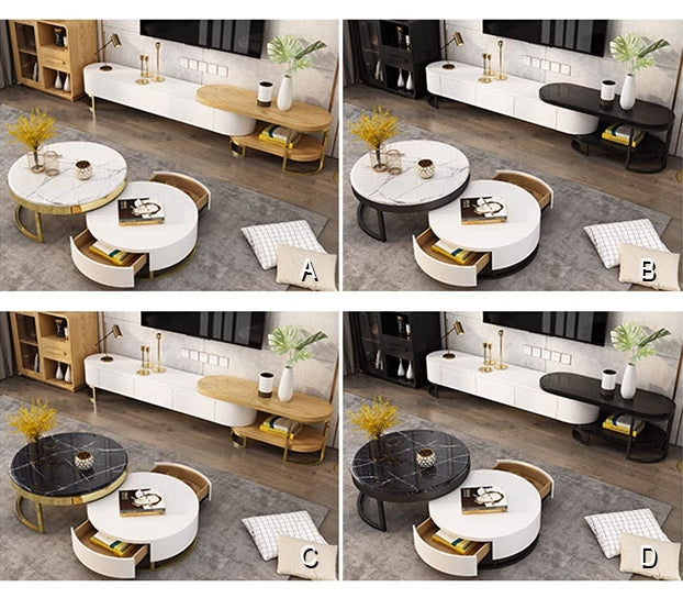 Regalia Coffee Table Set, White & Gold-Weilai Concept-Weilai Concept