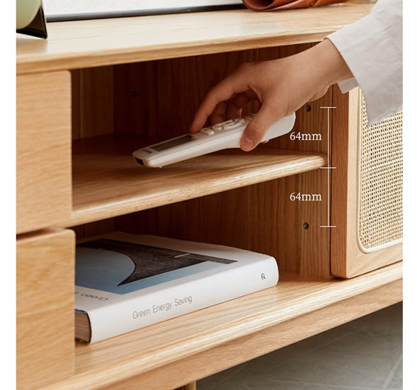 Haygashen Rattan TV Stand, Oak-Weilai Concept-Weilai Concept