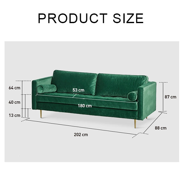 Hanoi Three Seater Sofa, Velvet-Weilai Concept-Weilai Concept
