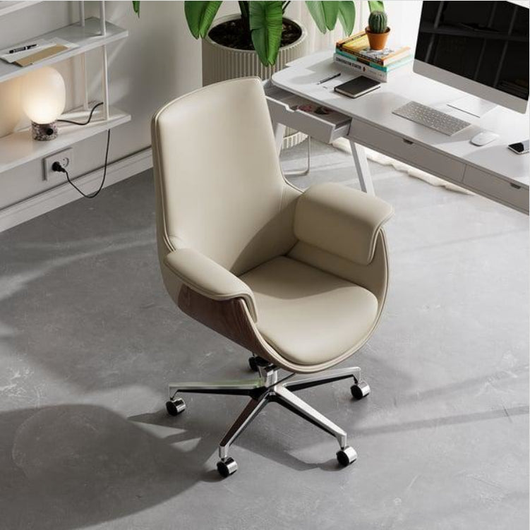 Deon E43 Home Office Chair, Medium Size-Weilai Concept-Cream + Walnut / Medium Back-Weilai Concept