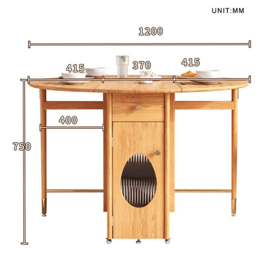 Ainsley Folding Extendable Dining Table, Wood-Weilai Concept-Weilai Concept