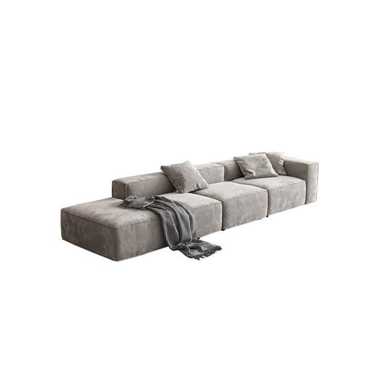 Yetta Three Seater, Four Seater Sofa, Corner Sofa, Grey Velvet-Weilai Concept-Four Seater Single Armrest 350cm-Light Grey-Weilai Concept
