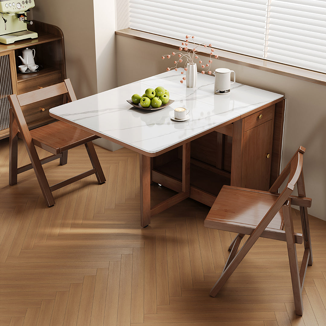 Salgado Folding Dining Table With Storage, Solid Wood