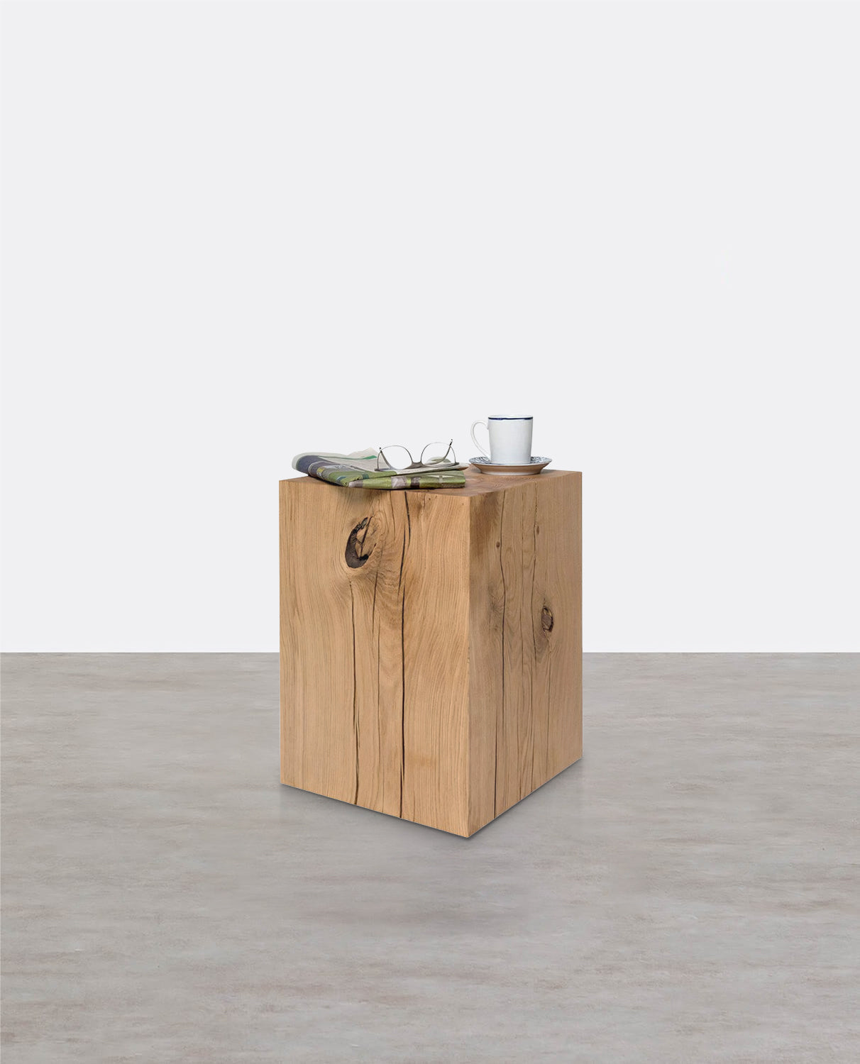 R56 Square Side Table, Solid Wood, Oak