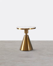 Modern Side Table with Marble Top and Metal Base