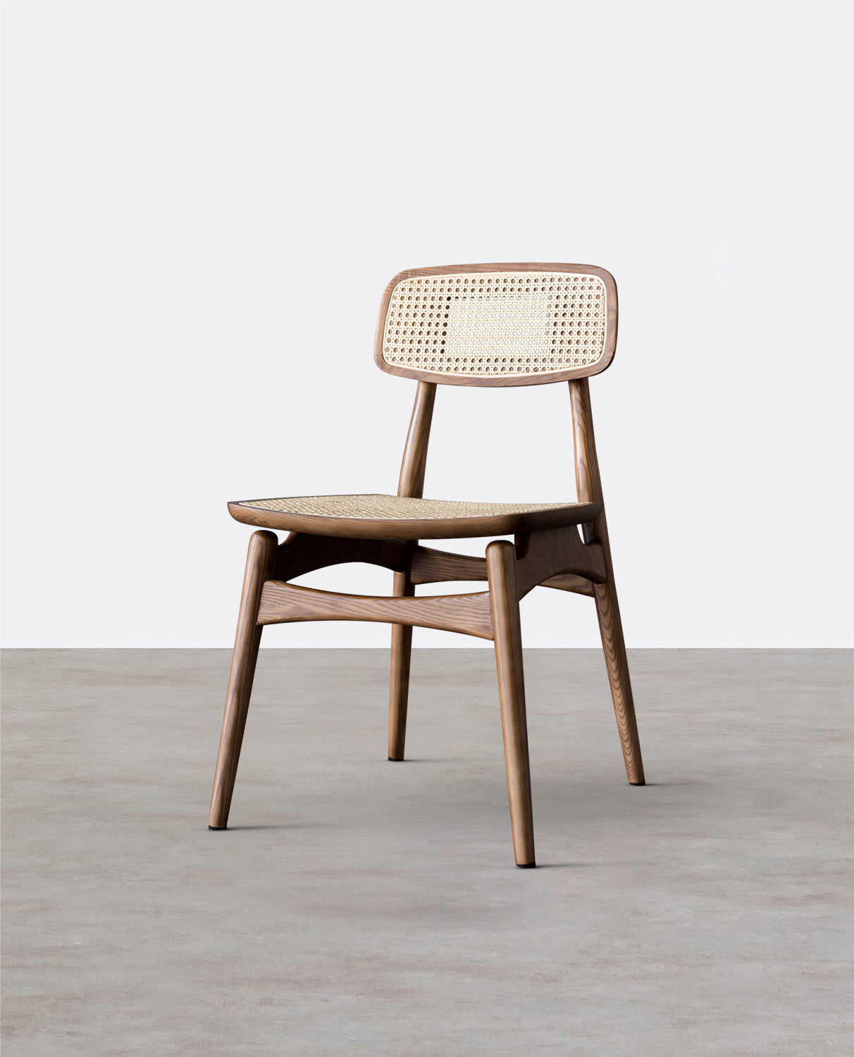 Hans Style Rattan Dining Chair, Light Oak