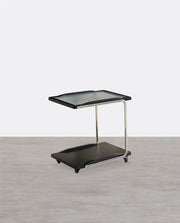 Demetrius Side Table With Trolleys, Black