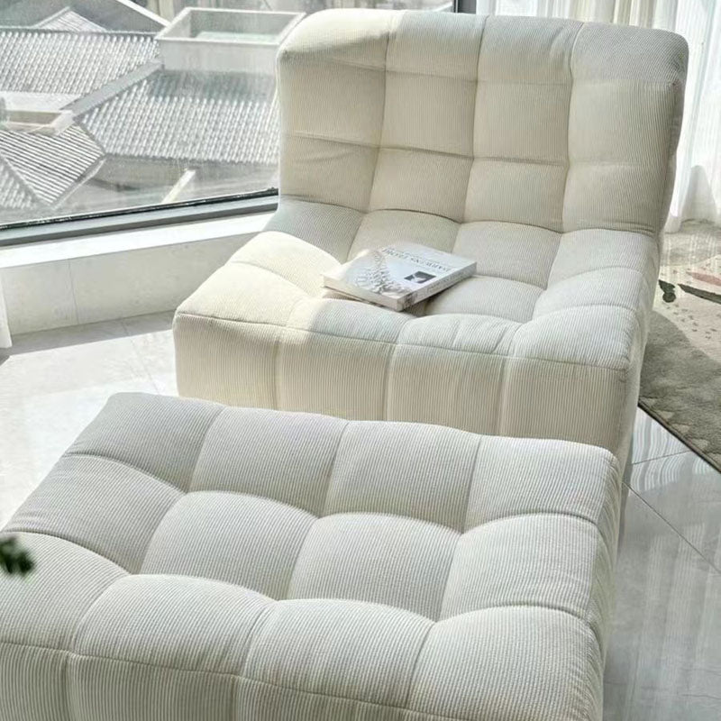 Bernice White Loung Chair And Ottoman, White Corduroy-Weilai Concept-Weilai Concept