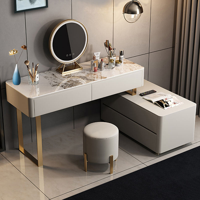 Davidson Dressing Table With LED Mirror, Extendable, Corner Dressing Table-Weilai Concept-Table Top A-100cm-With Stool-Weilai Concept