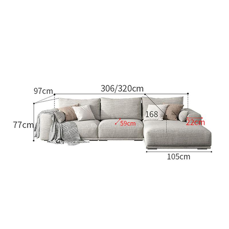 Frances Three Seater Corner, Four Seater Corner Sofa, Cotton Linen-Weilai Concept-Grey-Three Seater Corner 320cm-Left Hand Facing-Weilai Concept