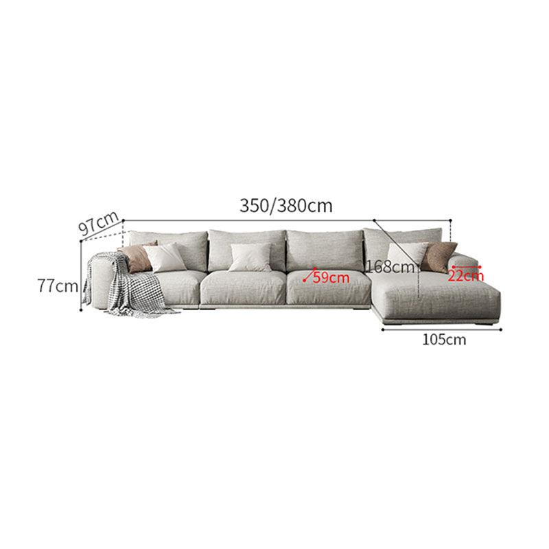 Frances Three Seater Corner, Four Seater Corner Sofa, Cotton Linen-Weilai Concept-Grey-Four Seater Corner 350cm-Right Hand Facing-Weilai Concept