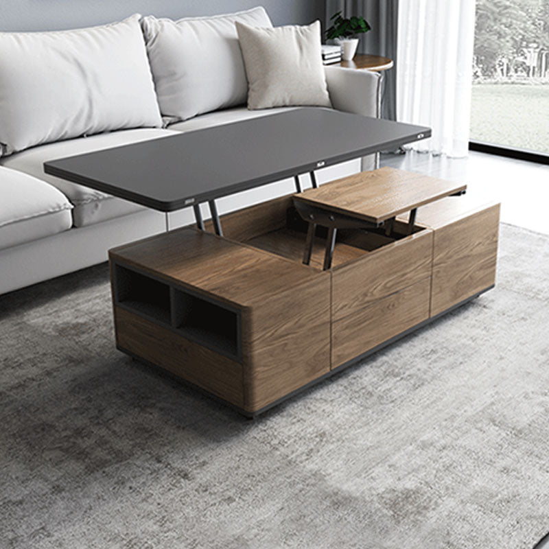 Ruby Lift Top Coffee Table, Multi-Functional Foldable Coffee Table, Walnut & Black-Weilai Concept-Weilai Concept