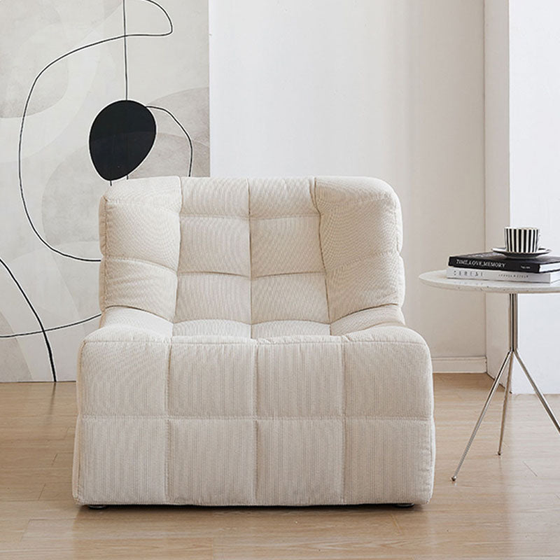 Bernice White Loung Chair And Ottoman, White Corduroy-Weilai Concept-Weilai Concept